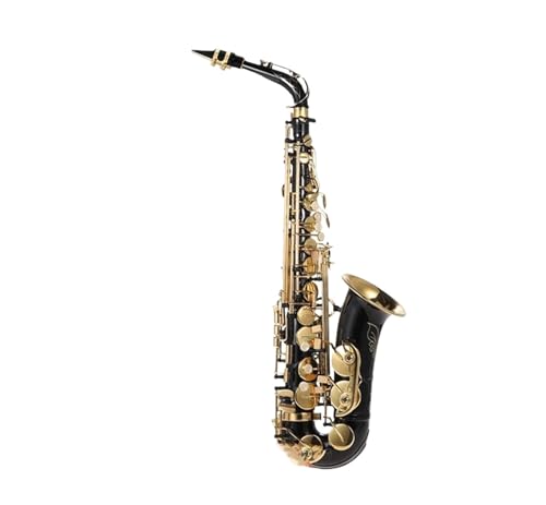 Gold lackiertes saxophon Eb Altsaxophon Messing Lackiert Gold Lack Es Saxophon Schlüsselart Holzblasinstrument Bb Sopran Saxophon Mit Zubehör(A Black Eb Alto Sax)