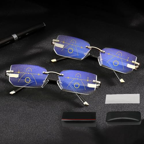 LooshienEU Intelligente Zoom Brille, Smart Glasses Lesebrille Dual-Focus Blaulichtfilter Gleitsichtbrille Zoom Brille Mit Brille Box Blaulicht Sehhilfe Lesehilfe Brillen für Herren Damen