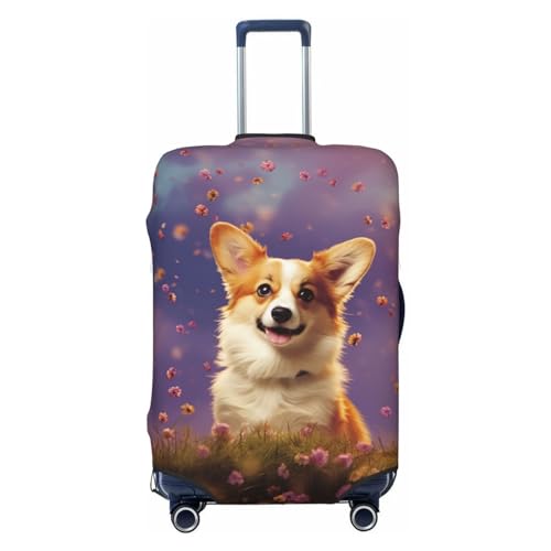 CSGJMYGS Reisegepäckabdeckung, elastisch, waschbar, modisch, kratzfest, Corgi-Koffer-Schutz, passend für 45,7 - 81,3 cm Gepäck, Schwarz , XL