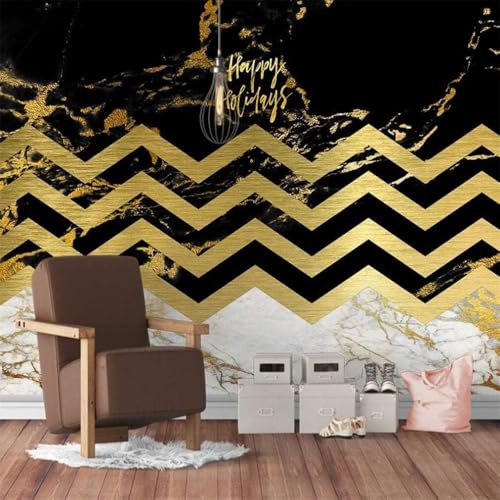 Abstrakte Goldene Wellenlinie 3D Tapete Poster Restaurant Schlafzimmer Wohnzimmer Sofa TV Dekorative Wand-400cm×280cm