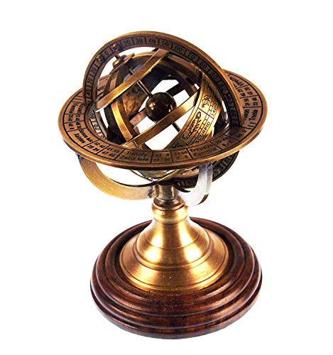 12,7 cm Nautisches Messing Armillarsphäre World Globe rosenholzsockel Tisch Decor Geschenk