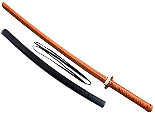 Set Angebot TPR- Katana mit Scheide SAYA aus Polypropylen Bokken Attrappe Training Samuraischwert Schwert Samurai braun rot aus Kunststoff 100 cm Trainingsschwert…