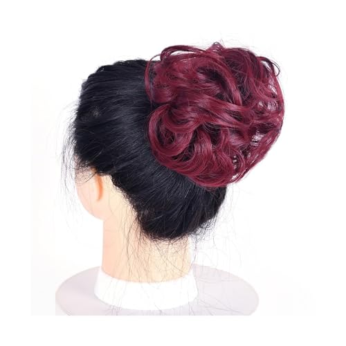 Brötchen Haarteil Lockiger, unordentlicher Haarknoten, Chignon, Donut, Haarpolster, elastisches Haar, synthetisches Haarteil for Frauen Brötchen Haarteil(99J)