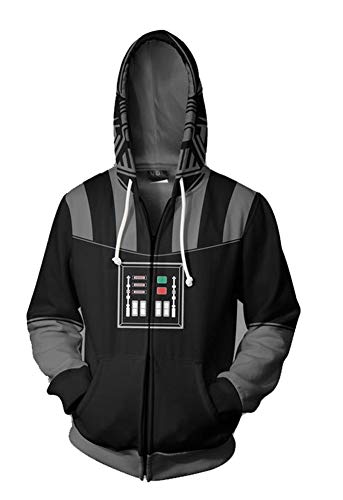 QYIFIRST Hoodie Wars Vader Revan Kapuzenpullover Cosplay Kostüm Langarm Sweatshirt Unisex Anime 3D Druck Jacket Schwarz-B M (Chest 107cm)