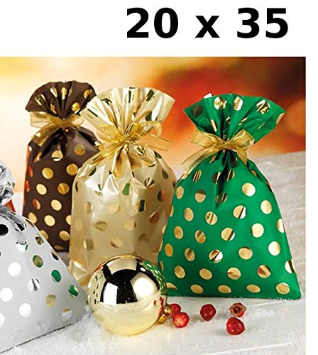 Pnp 8013170713412 Packung 100 Umschläge Größe 20 x 35 cm Weihnachtsmuster Punkte Geschenktüten, Mehrfarbig