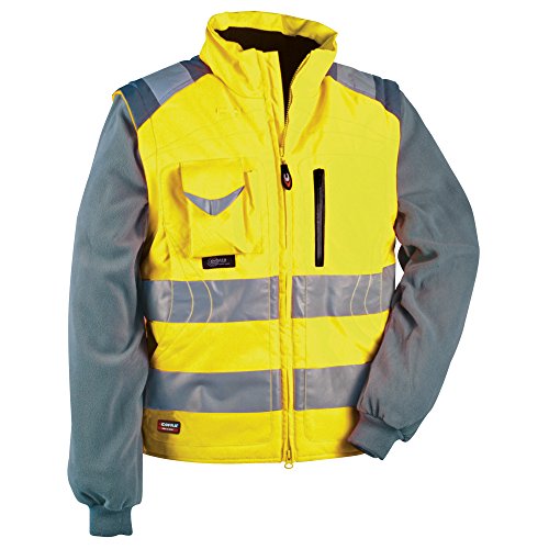 Cofra V023-0-00.Z50 Weste mit anbringbaren Fleece-Ärmeln - Hohe Sichtbarkeit - 100% Polyurethan beschichtetes Polyester - Polsterung: 100% Polyester - Futter: 100% Nylon - Gelb - Größe: 50