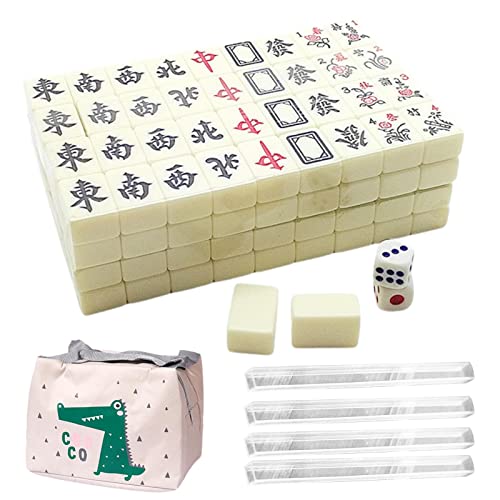 Takluu Mini Mahjong, 1200 g Robustes Mahjong-Set in Reisegröße, leicht zu tragendes chinesisches Mahjong-Set, langlebiges Mahjong-Reiseset für Familie, Freizeit, Zeit