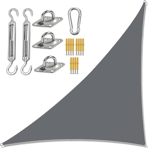 Dreieckiges Sonnensegel,Gartensegeldach mit Befestigungssatz,wasserdicht,UV-Block,rechtwinklige Gartensonnensegel,Sonnenschutzmarkisen,für Garten,Picknick oder Camping,dunkelgrau,2 m x 2 m x 2 m