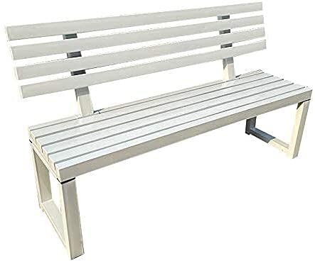 Outdoor-Bänke, Parkbank, Terrasse, Park, Gartenbank, Outdoor-Bank mit 2–3 Sitzen, Metall-Loungesessel, Möbel, wetterbeständiger Verandastuhl (Schwarze Rückenlehne 59 Zoll) (weiß (Schwarze Rückenlehne