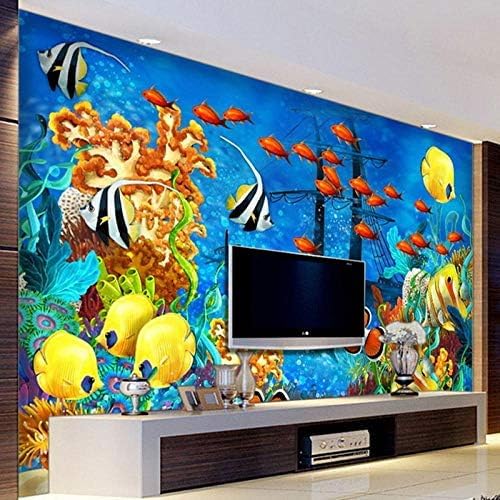 XLMING Unterwasserwelt Delphin Korallen Clown Fisch Wasserpflanzen Kinder Cartoon 3D Tapeten Home Esszimmer Sofa Schlafzimmer Wohnzimmer TV Hintergrund-200cm×140cm