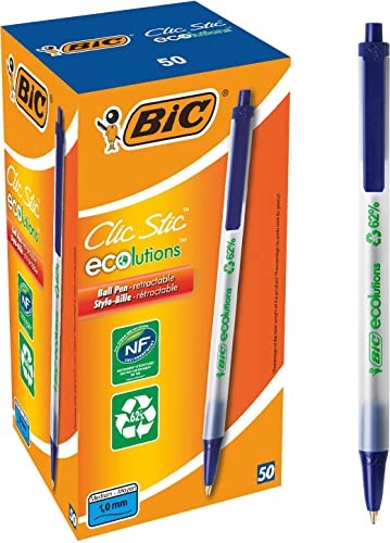 BIC Druckkugelschreiber ECOlutions Clic Stic (0,32 mm) Schachtel à 50 Stück, blau