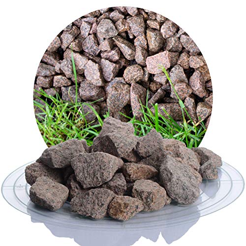 Schicker Mineral Granit Ziersplitt rot 25 kg in 8-16 mm und 16-32 mm, ideal zur Gartengestaltung, Bordeaux roter Naturstein Splitt (16-32 mm)