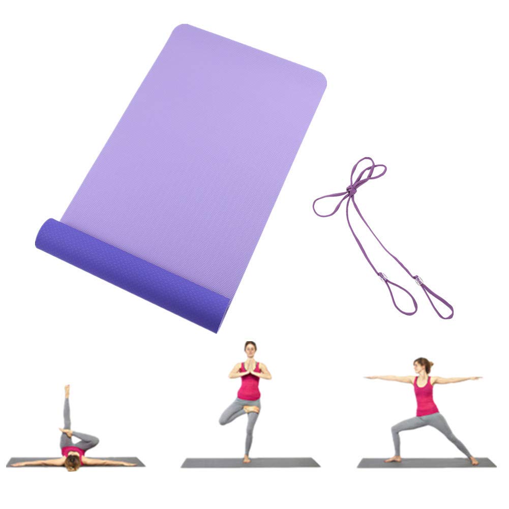 Fitnessmatte Jogamatte Trainingsmatten für Heimgymnastik dick Trainingsmatte rutschfest Yoga Mat Dick Eco Yoga Mat Yogamatten für Männer lightpurple,6mm