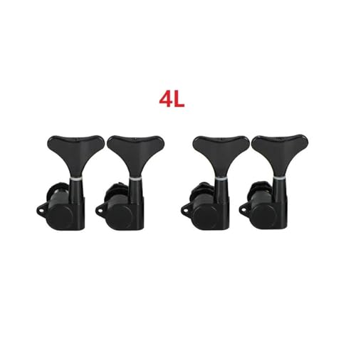 Strings Tuning Pegs Mechaniken Für Gitarre 4 Stück Bass-Stimmwirbel, versiegelte Stimmschlüssel, Mechaniken, Mechaniken 2L2R/4L/4R für 4-Saiter-Bass (Color : Black 4L)