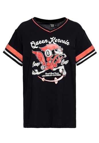 Queen Kerosin Damen T-Shirt | College Style | Collegiate Tee | Retro | Vintage | Roadrunner | Los Angeles | California | Baseball | American Football Beep Beep