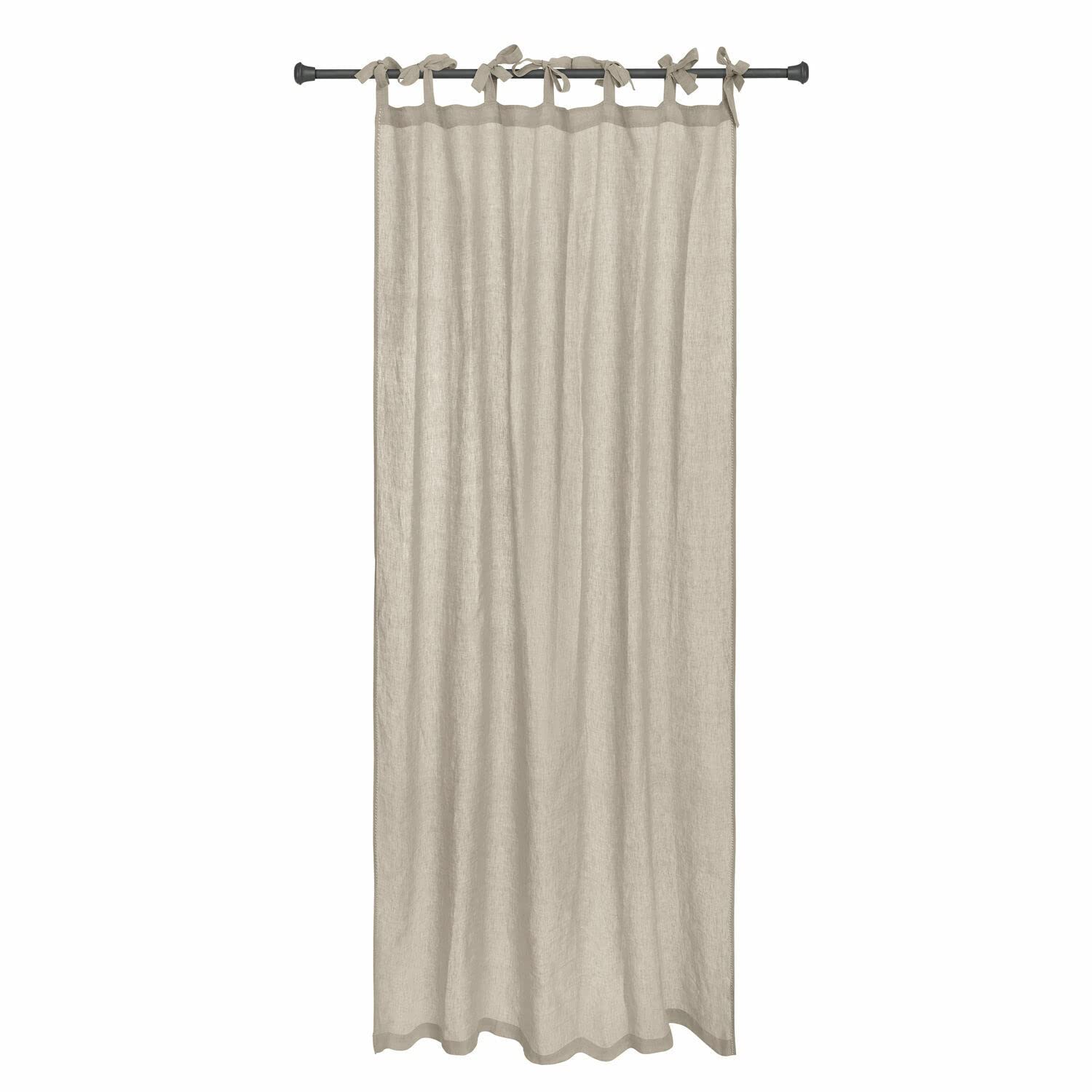 Loberon Gardine Monthelie, Schlichtes Design, Anbringung durch dekorative Bindebänder, Länge variierbar, Sichtschutz, Vorhang, Leinen, beige