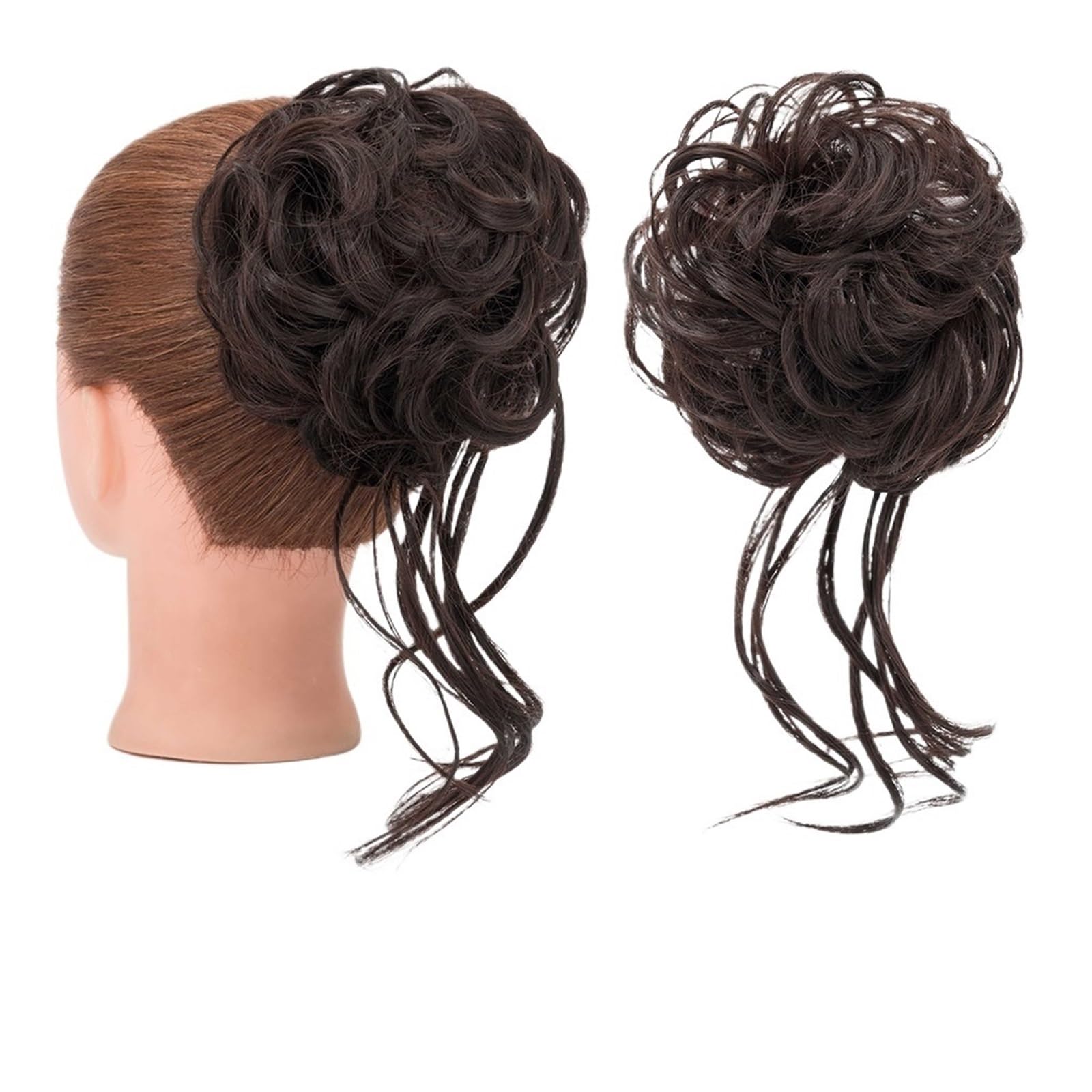 Haarteil Synthetisches, lockiges, elastisches Band, Chignon, Donut mit Zöpfen, Haargummis, unordentliches Dutt-Haar, Hochsteckfrisur, Haarteile, Verlängerungen for Frauen Haarverlängerung(19)