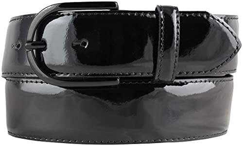 BELTINGER Lack-Gürtel aus Leder 4 cm | Glänzender Damengürtel 40mm | Eleganter Gürtel für Damen | Schwarze Gürtelschnalle | Schwarz 90cm