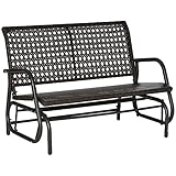 Outsunny Polyrattan Schaukelbank 2-Sitzer Outdoor Terrasse Garten Loveseat Gartenschaukel mit Rückenlehne Sitzbank Parkbank Braun 70 x 120 x 84 cm