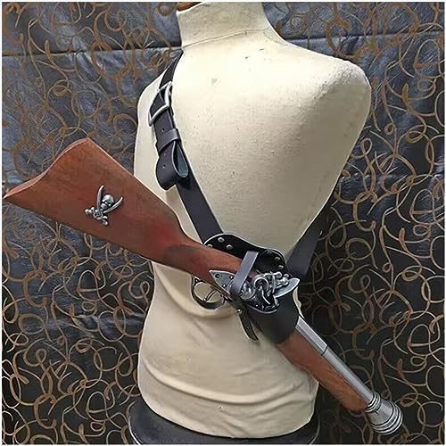 MDFCZXP Vintage Umhängetasche Holster Mittelalter Schrotflinte Holster Umhängetasche Brust Sling Holster für Ritter Assassine Krieger Piraten Kostüm Cosplay,Braun,10cm