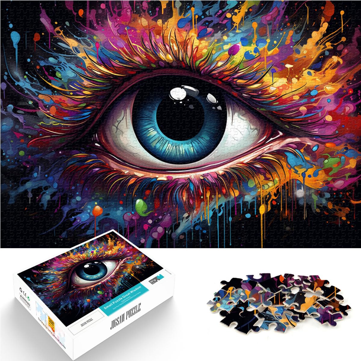 Puzzles als Geschenke, Bunte psychedelische Augen, 1000-teiliges Puzzle für Erwachsene, Holzpuzzles, Heimdekorationspuzzles, 1000 Teile (50 x 75 cm)