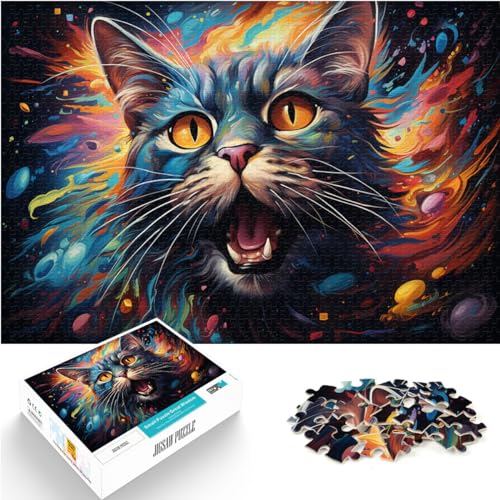 Puzzle-Geschenk, bunte Psychedelia von Planet Cat, Puzzle für Erwachsene, 1000-teiliges Puzzle, Holzpuzzle, Heimkunstdekor, 1000 Teile (50 x 75 cm)