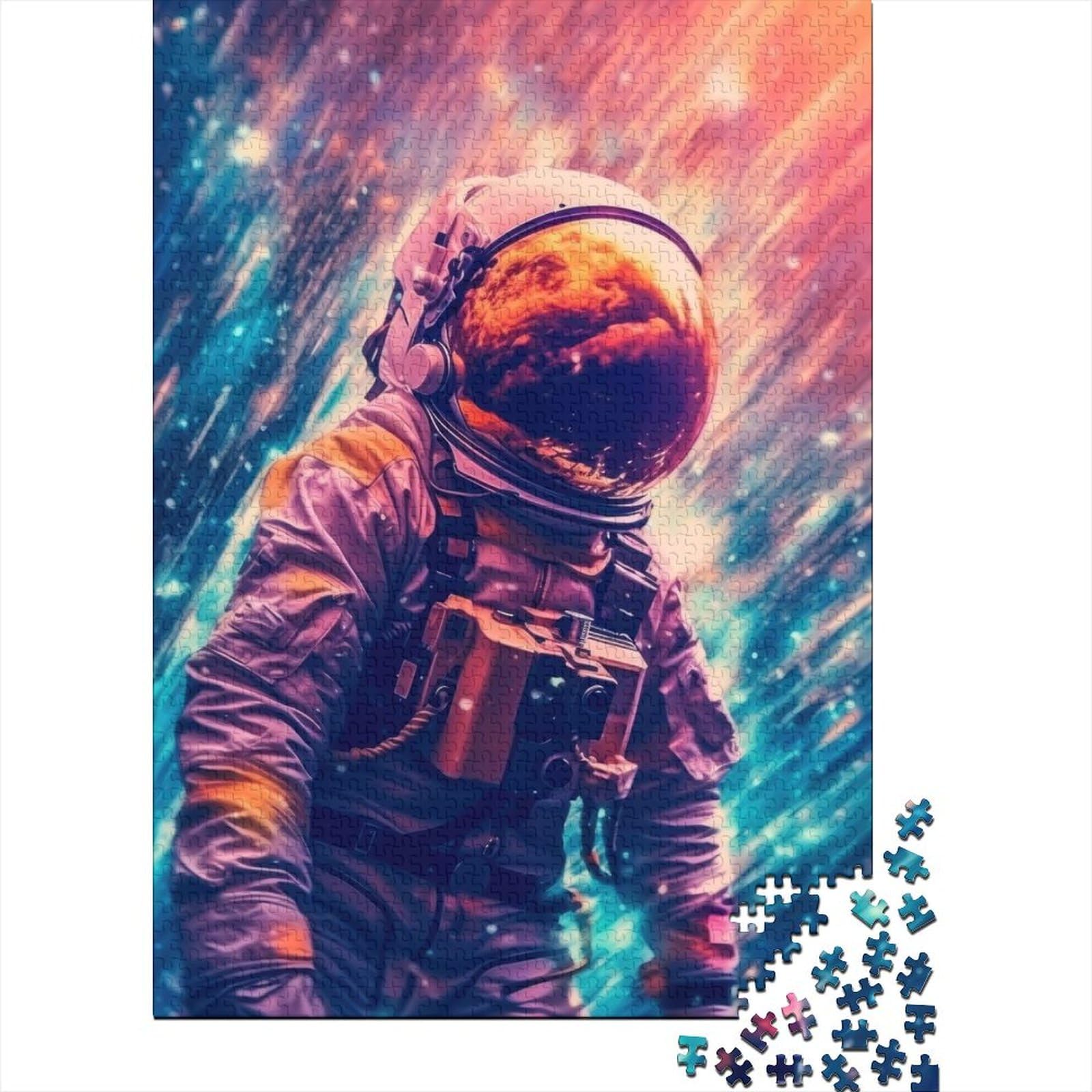 Puzzle 1000 Teile für Erwachsene, Astronauten-Weltraumpuzzle für Erwachsene, Puzzle 1000 Teile, Puzzle für Erwachsene, Lernspiel, Herausforderungsspielzeug, 75 x 50 cm