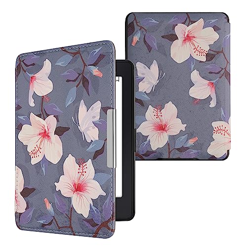 kwmobile Klapphülle kompatibel mit Amazon Kindle Paperwhite Hülle - eReader Case (für Modelle bis 2017) - Fuchsie Weiß Rosa Violett