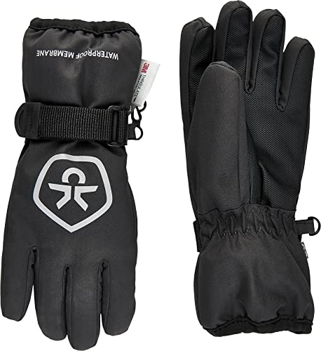 Color Kids Unisex Kids Waterproof-Recycled Cold Weather Gloves, Black, 4-6