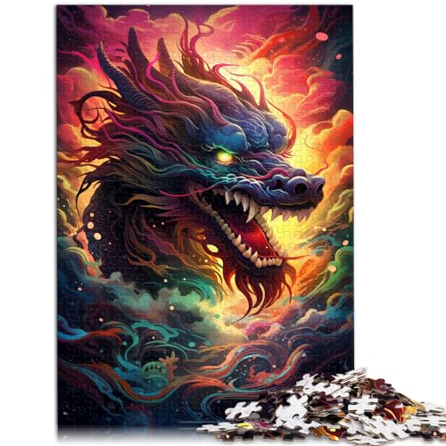 Puzzle für farbenfrohen psychedelischen chinesischen Drachen, 1000 große Teile, Puzzle für Erwachsene, Holzpuzzle, Weihnachts- und Geburtstagsgeschenke, 1000 Teile (50 x 75 cm)