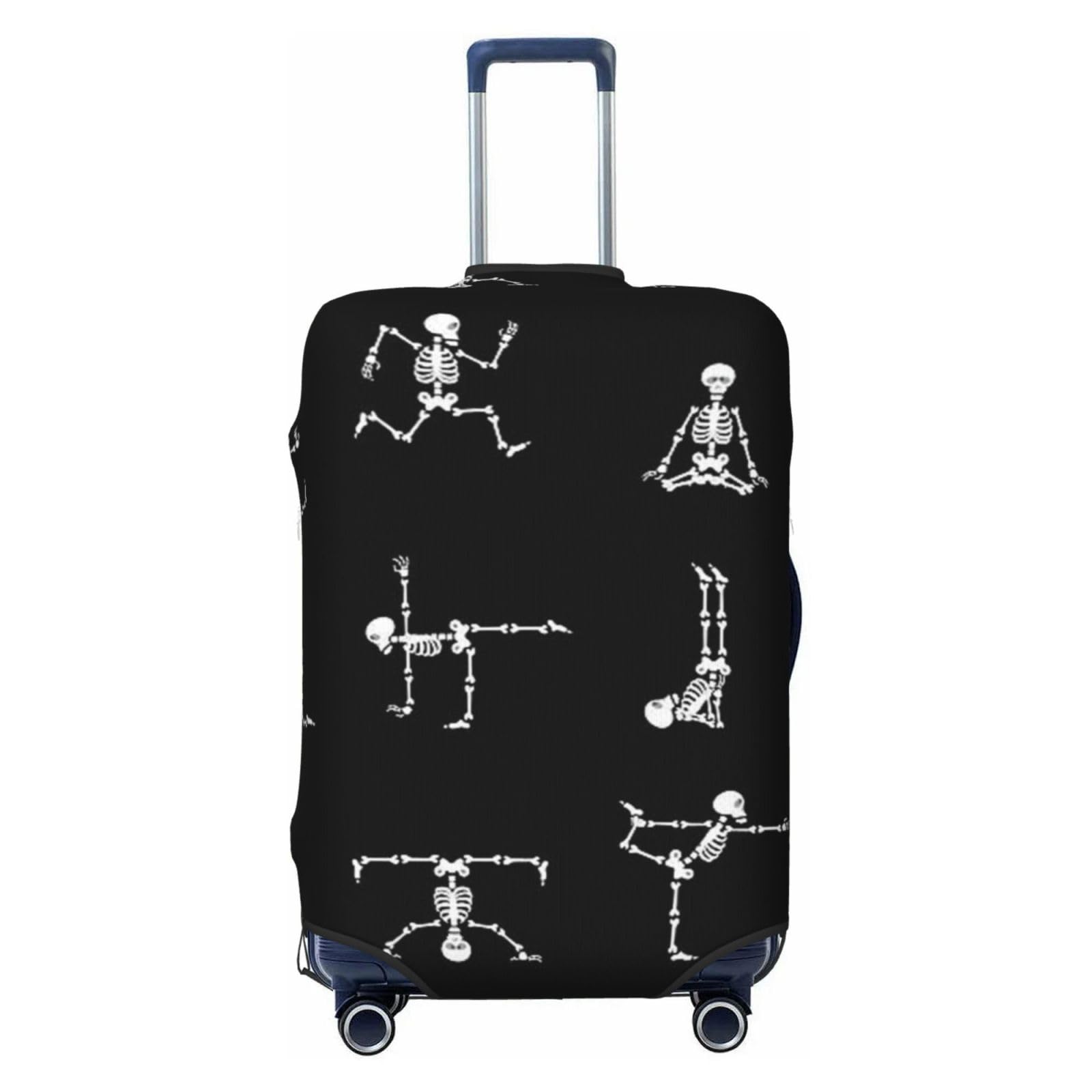 Totenkopf-Yoga-Reisegepäckabdeckung, robuster Koffer-Schutz, passend für 45,7 - 81,3 cm große Gepäckstücke, Größe M, Schwarz, Medium