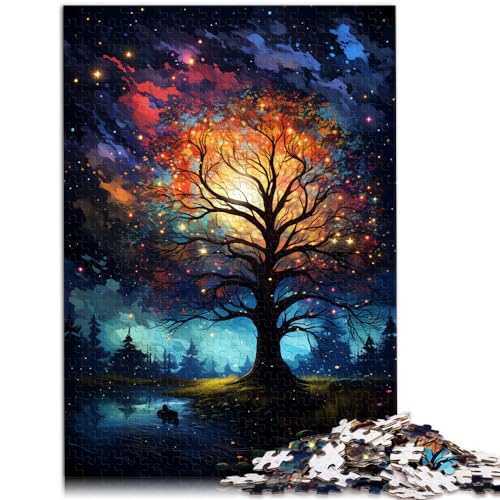 Puzzle für Baum unter Sternenhimmel, Puzzle für Erwachsene, 1000 Puzzle-Spielzeug, Holzpuzzle, Familienaktivität, Puzzle 1000 Teile (50 x 75 cm)