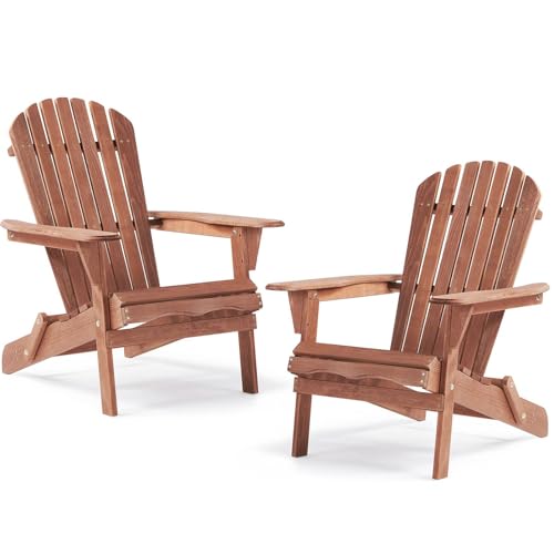 Klappbarer Holzstuhl, Teilweise Vormontiert Holz-Loungesessel, Outdoor Holz-Klappstuhl, FüR AußEnterrasse Garten Rasen Hinterhof Terrasse Pool Strand,Braun,2pcs