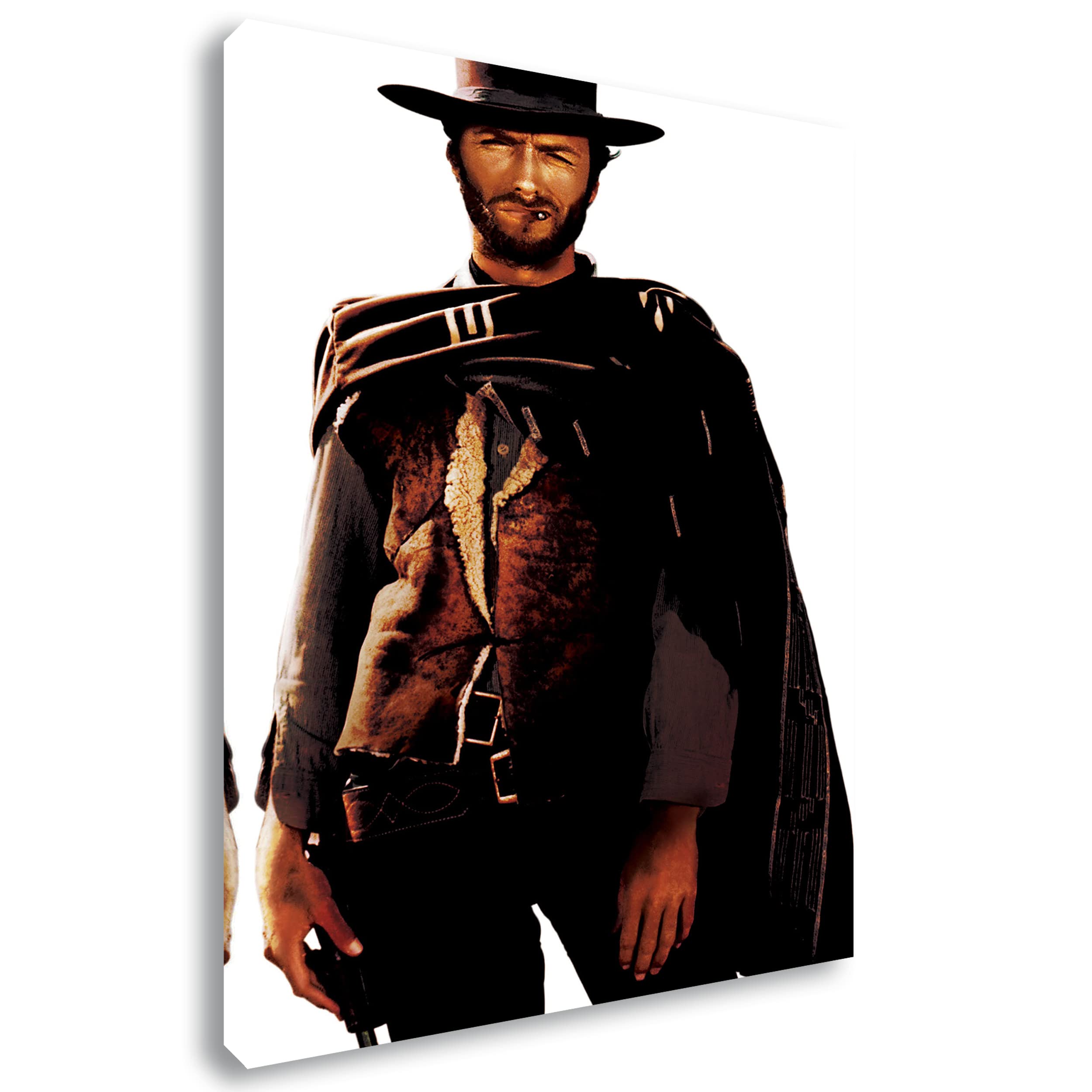 Artis Prints Leinwandbild Clint Eastwood | Cowboy - Hollywood, Wandbild auf Keilrahmen gespannt - Klein bis XXL, Wohnzimmer - Flur - Dekoration