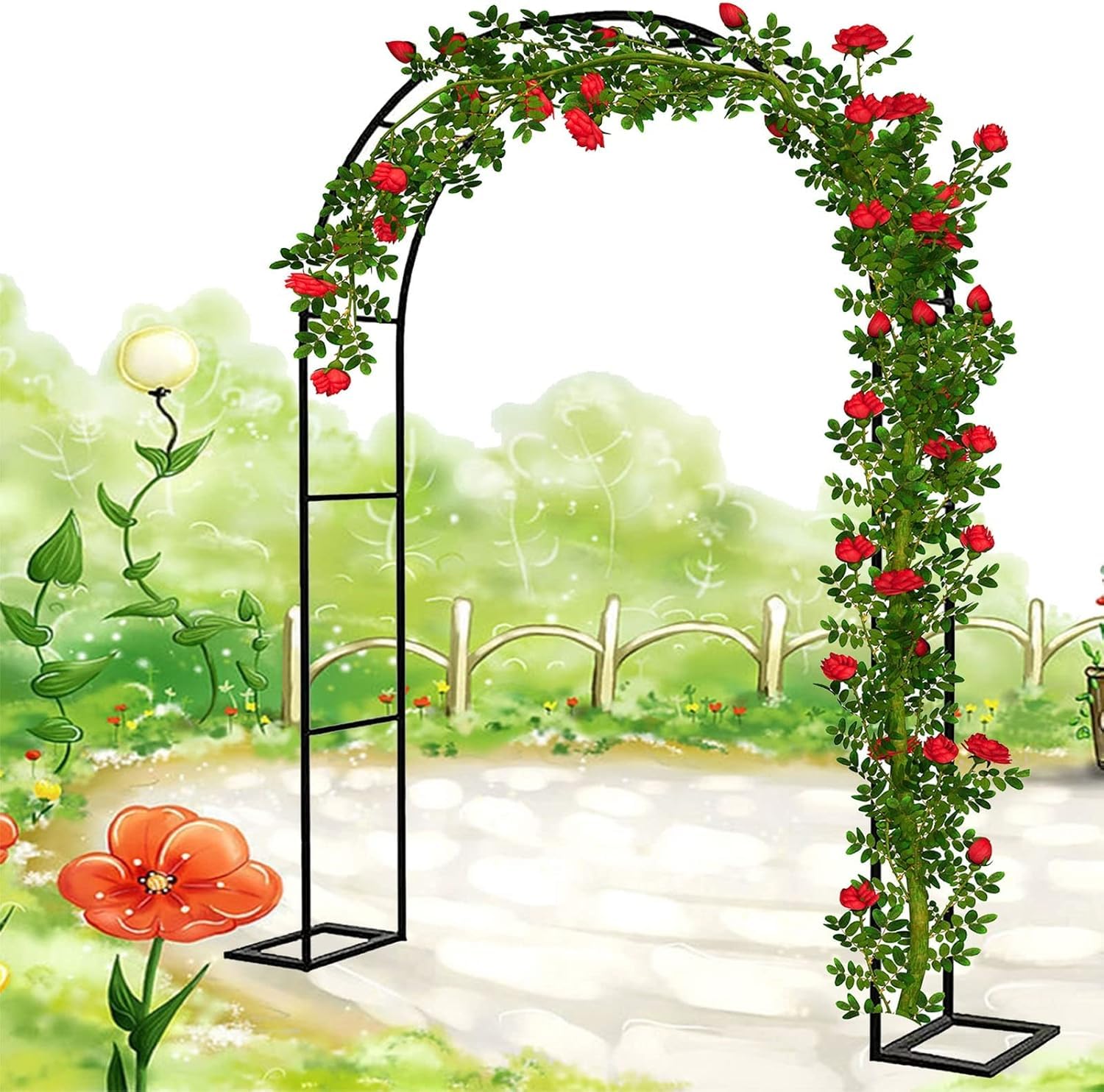 Rosenbogen für den Außenbereich, Gartenbogen, Spalier, Torbogen, Unterstützung für Kletterpflanzen, Schwarze, stabile Metallbögen, Laube, Pergola, Hochzeitsfeier, Dekorationen, Schwarz, Rose