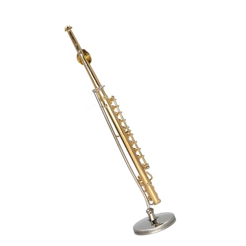 1 Stück Miniaturflötenmodell aus reinem Kupfer mit Unterstützung für Mini-Musikinstrumentenzubehör Musikinstrumente Miniatur (Size : Gold color 8cm)