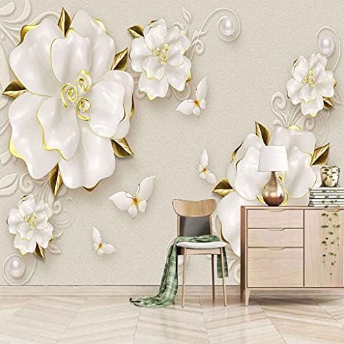 Weiße Schmetterlingsblume 3D Tapeten Wanddekoration Fototapete Sofas Wohnzimmer Wandbild Schlafzimmer-350cm×256cm