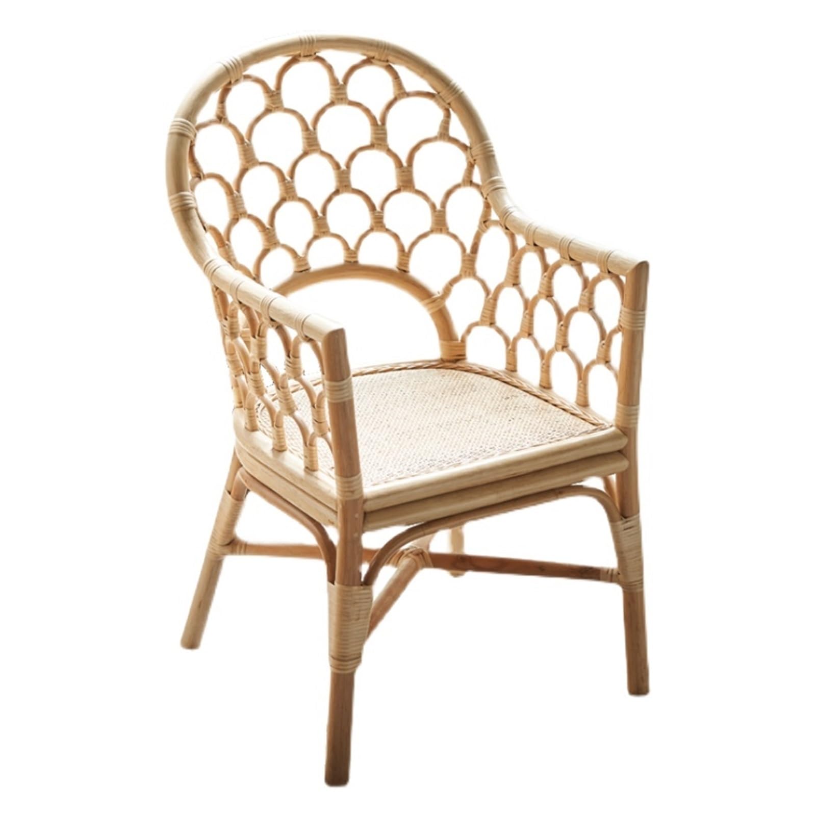 Rattan-Akzentstuhl Natürlicher Rattan-Esszimmerstuhl, Esszimmer-Seitenstuhl, Rattan-Akzentstühle, bequeme Sessel, Rattan-Stühle for den Außenbereich for Schlafzimmer, Wohnzimmer, Lesezimmer, Esszimmer