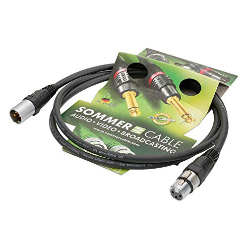 Sommer Cable Mikrofonkabel Carbokab 225 XLR 3-pol male Neutrik NC3MX-SOM/XLR 3-pol female Neutrik NC3FX-SOM, schwarz (5m)