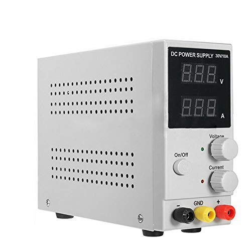 Labornetzgerät, 0-30V 0-10A DC Power Supply Einstellbar Gleichstromversorgung, Regelbar Netzgerät mit LED-Anzeige, Netzteil Strommessgeräte, Stabilisiertes Schaltnetztei