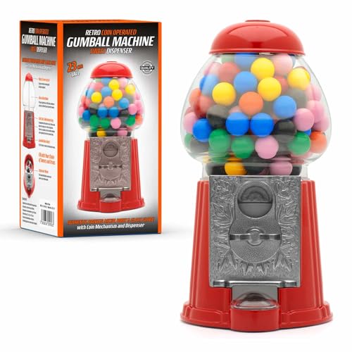 CKB LTD Gumball Machine Retro Süßigkeitenspender Aufbewahrung Sparschwein Sparschwein Münze betrieben Spardose H23 cm Rot (kleine Größe 23 x 12,5 x 11,5 cm)