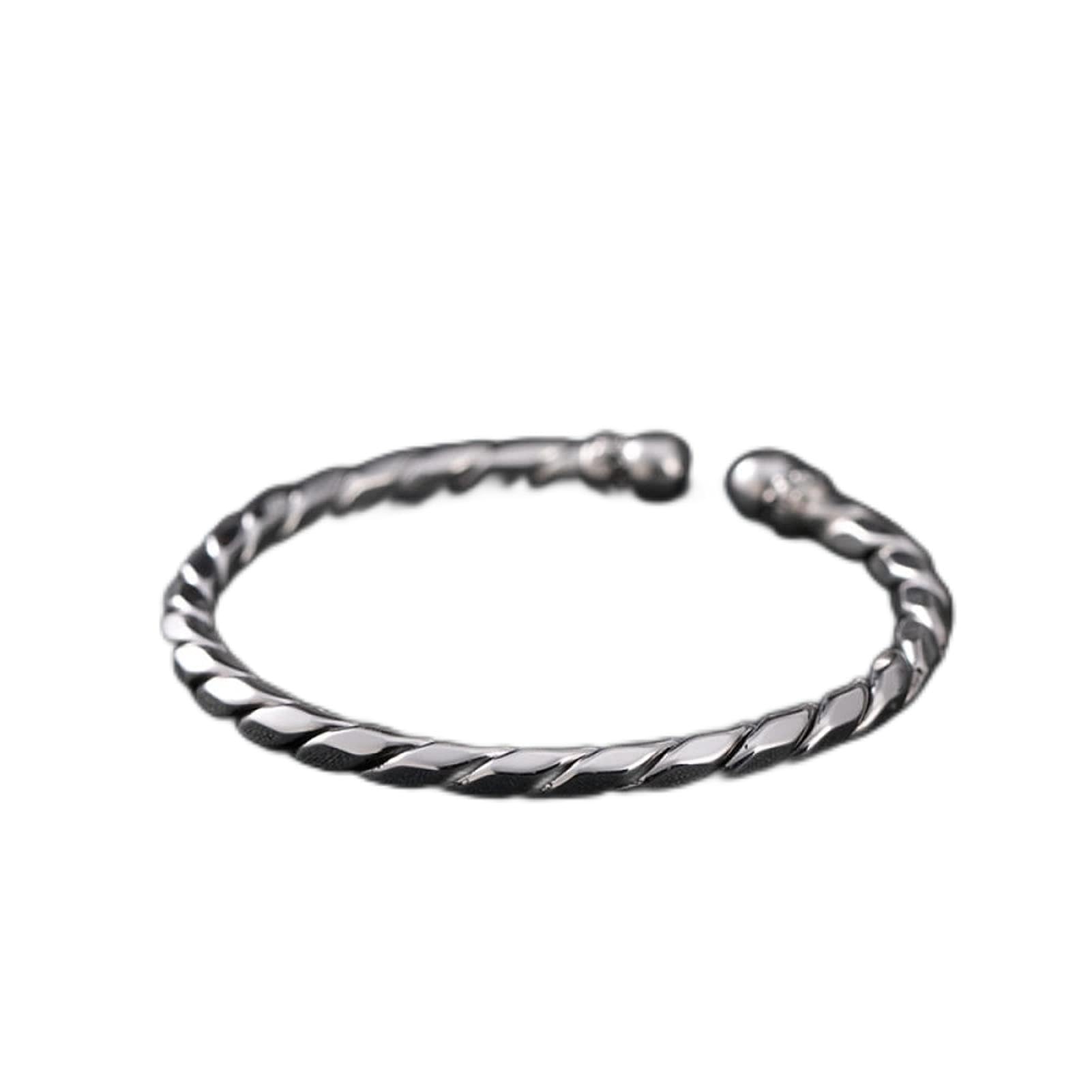 YIHANSS Armband S999 Reines Silber Geflochten Einfache Männer und Frauen Offenes Silberarmband Schmuck Damenschmuck