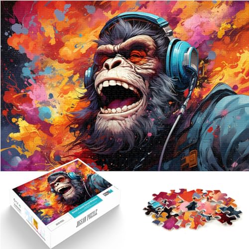 Puzzle für Fantasie, farbenfroher Orang-Utan, 1000-teiliges Holzpuzzle mit vollständig ineinander greifenden und zufällig geformten Teilen, 1000 Stück (50 x 75 cm)