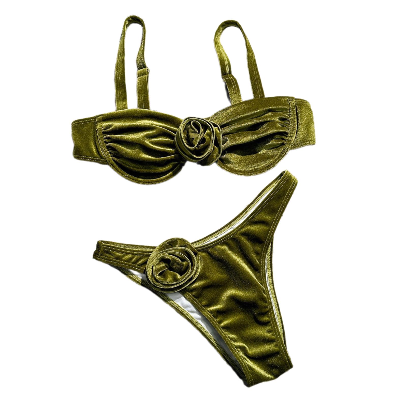 Zdprkqzvz Frauen 3D Badeanzug Schwimmen Kostüm Set Geraffte Schwimmen Top Und Niedrige Taille Unten Zwei Stücke Badeanzug Schwimmen Tragen