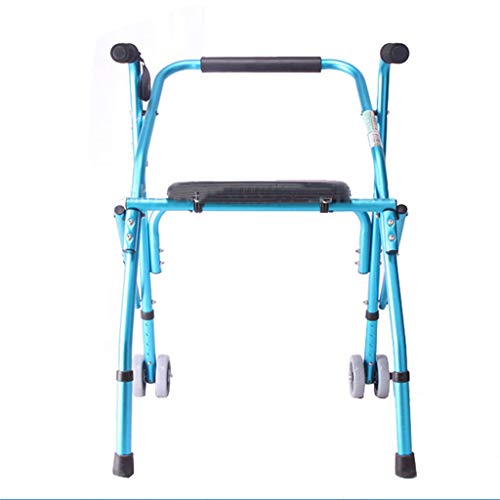 Mobility Walker Aluminium Lauflernhilfe Ältere Gehhilfe mit Sitz und Rädern, Komfortable Doppelarmstütze für Ältere und Behinderte Stern des Lichts Vorwärts