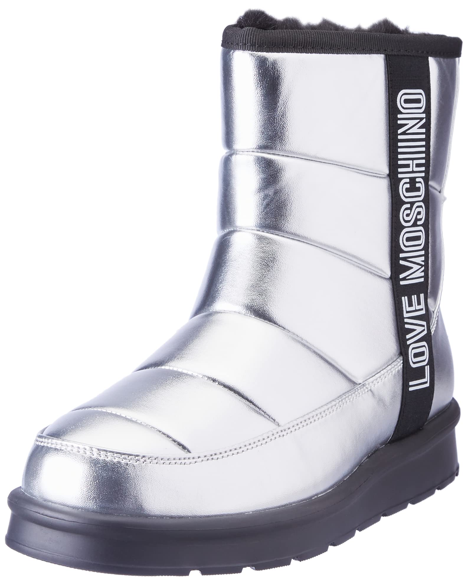 Love Moschino Damen Ja24103h1fjzg Stiefelette, Silber/schwarz, 35 EU