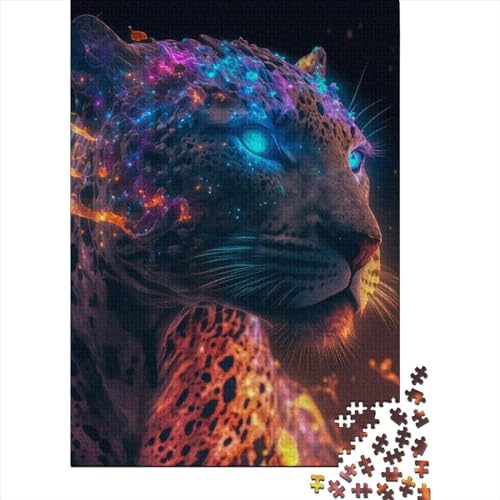 Cosmic Art Leopard Holzpuzzle für Erwachsene Puzzlespielzeug 1000 Teile Puzzle für Erwachsene Einzigartige Geburtstags 29,53 x 19,69 Zoll