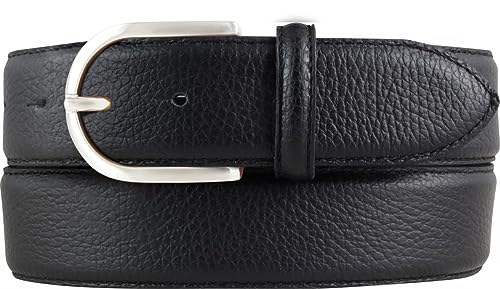 BELTINGER Damen-Gürtel aus gemasertem Leder mit Steppnaht 4 cm | Hochwertiger Ledergürtel mit Pigmentprägung 40mm Damen | Jeans-Gürtel mit runder Gürtelschließe4cm | Schwarz 100cm