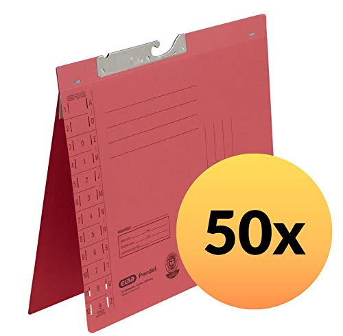 ELBA 100560085 Pendelhefter 50er Pack Amtsheftung und Schlitzstanzung im Vordeckel 250 g/m² Manila-Karton rot