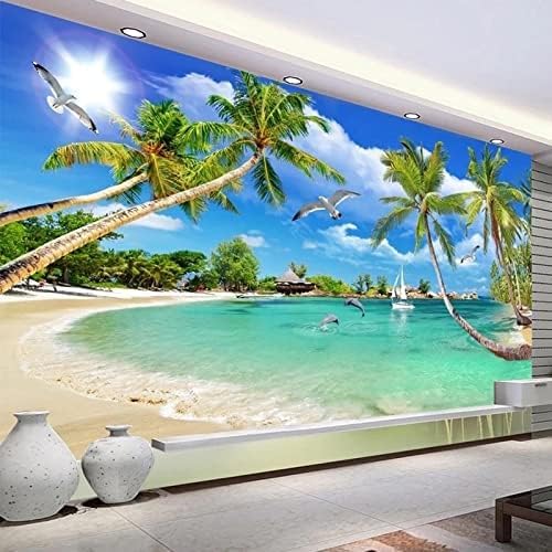 Meerblick Strand Kokosnussbaum 3D Tapeten Wanddekoration Fototapete Sofas Wohnzimmer Wandbild Schlafzimmer-250cm×170cm